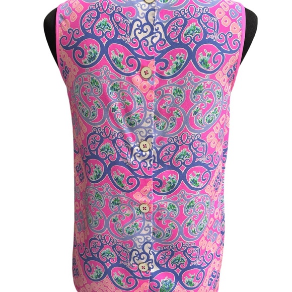 Lilly Pulitzer Womens 100% Silk Button Back Blouse Colorful  Pink Size X-Small - Picture 3 of 8